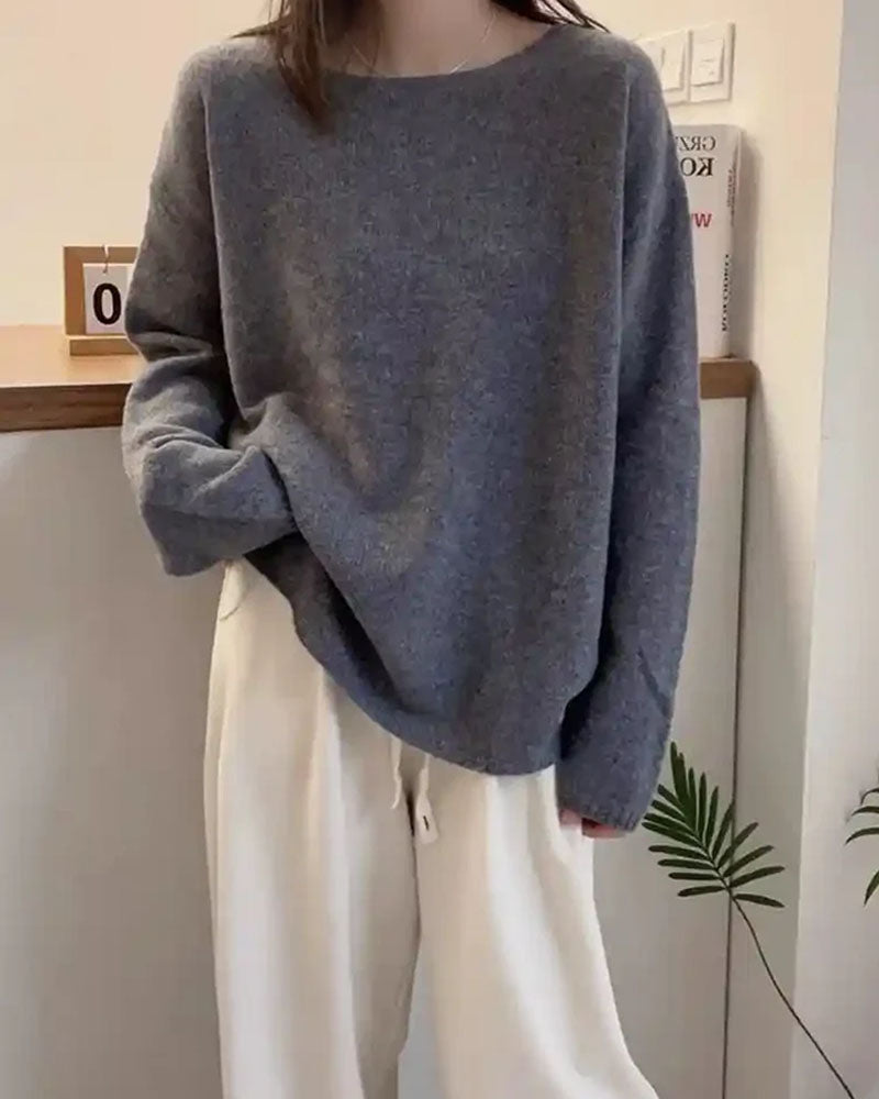 Oversized Wool Boatneck Sweater Gentle Herd
