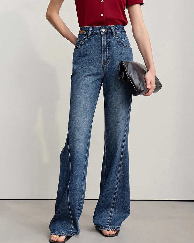 Retro Loose Cotton Flared Jeans