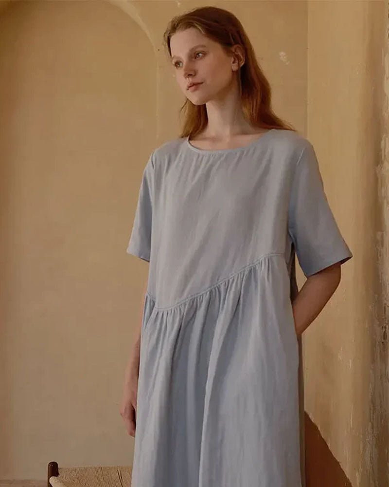 Round Neck Cotton Double-layer Nightdress