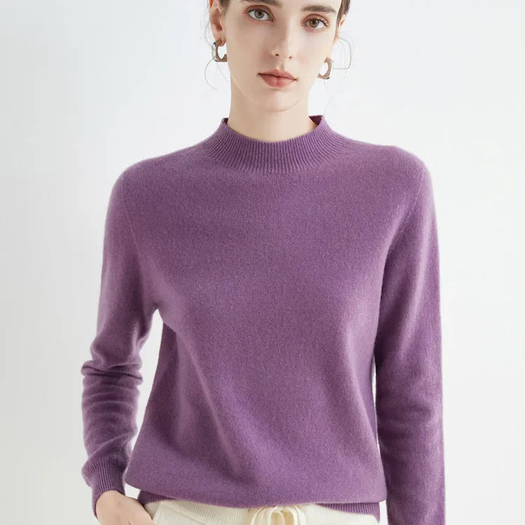 Basic Style Round Neck Wool Jumper