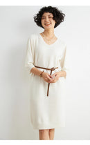 100% Cashmere Half Sleeve Sweater Dress