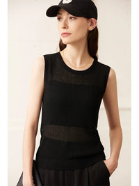 Sleeveless O Neck Knitted Camisole&Vest