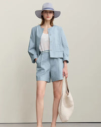 Casual Loose Jacquard Cotton Shorts