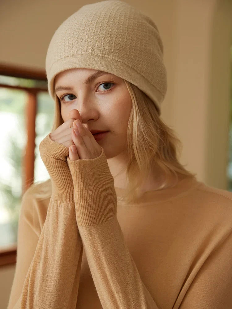 100% Cashmere Double Layers Beanie