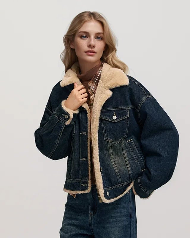 Patchwork Imitation Rabbit Fur Lapel Jacket