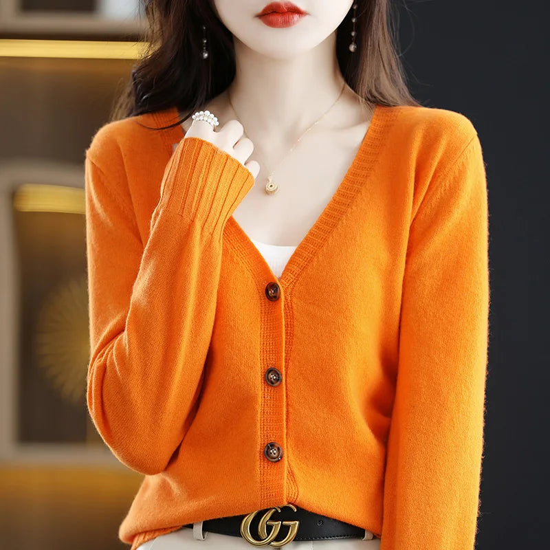 100% Wool Knitted Causal Cardigan