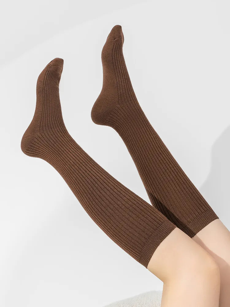 Ribbed Wool Blended Long Socks