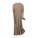 Ribbed Knitted 100% Wool Sweater Dress