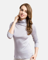 Solid-Color High-Neck Long-Sleeve Pullover