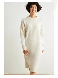 Round-Neck 100% Cashmere Knitted Dress