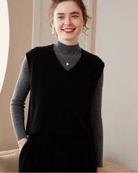 Simple Cashmere V-Neck Sleeveless Vest
