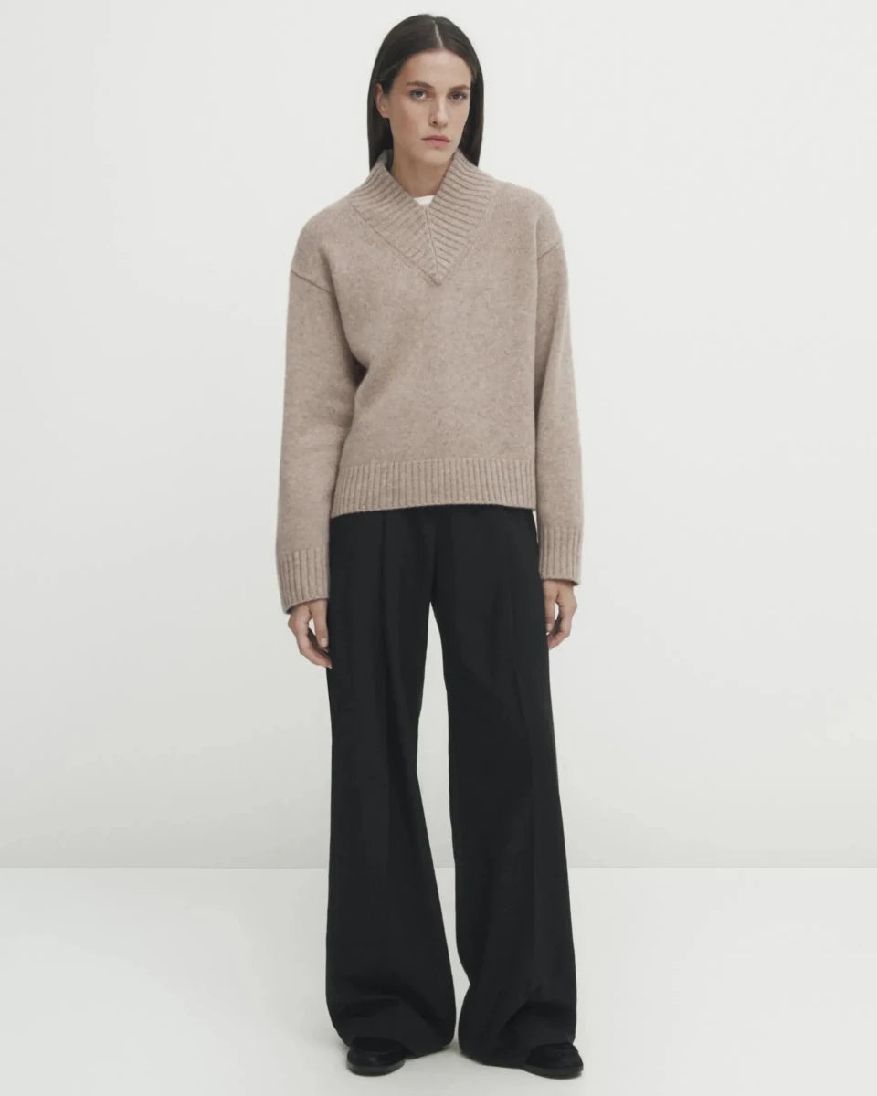 Wool Blend V-Neck Simple Sweater