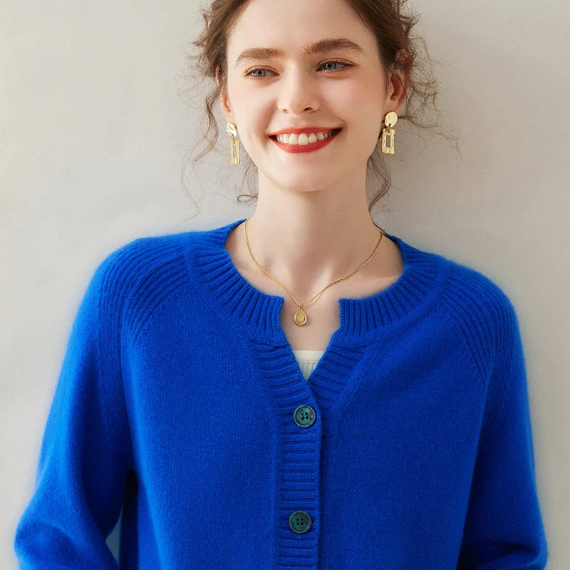 100% Cashmere Knitted Short Cardigan