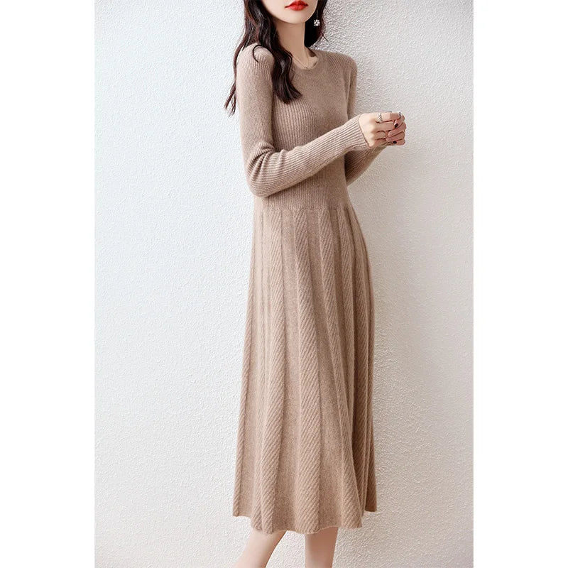 Merino Wool Knitted Sweater Dress