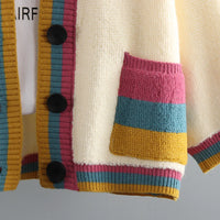 Colorful V-Neck Knitted Short Cardigan