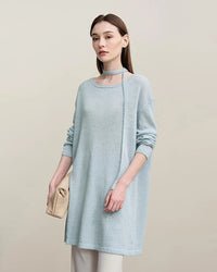 Stylish Round Neck Off-Shoulder Tie Sweater