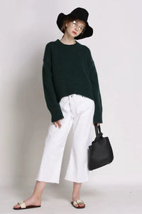 100% Cashmere Round Neck Cropped Sweater