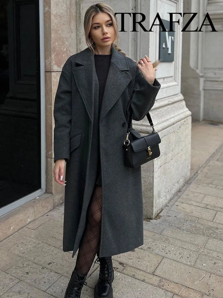 Double-Breasted Long Wool Coat