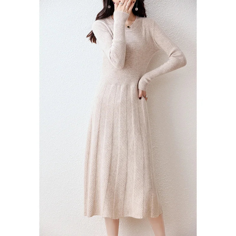 Merino Wool Knitted Sweater Dress