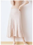 Wool Knitted High Waist A-Line Skirt