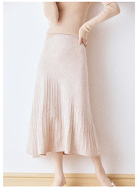 Wool Knitted High Waist A-Line Skirt