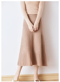 Wool Knitted High Waist A-Line Skirt