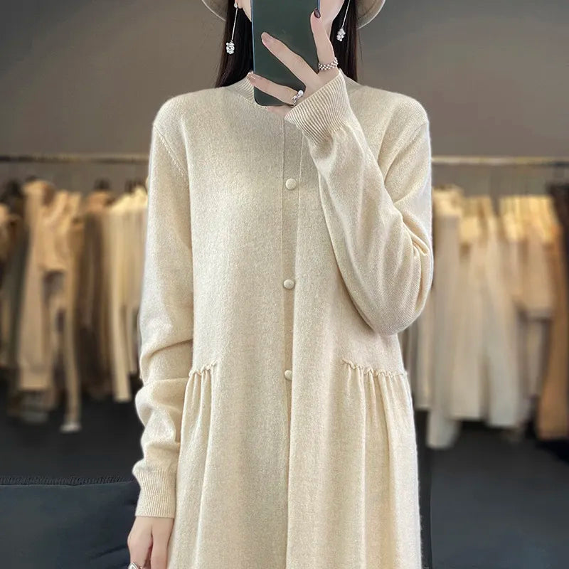 Oversized Button Detailed Cashmere Dress