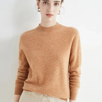 Basic Style Round Neck Wool Jumper