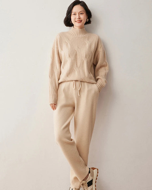 Cashmere Thickened Mock Neck Pullover Sweater