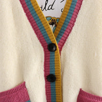 Colorful V-Neck Knitted Short Cardigan