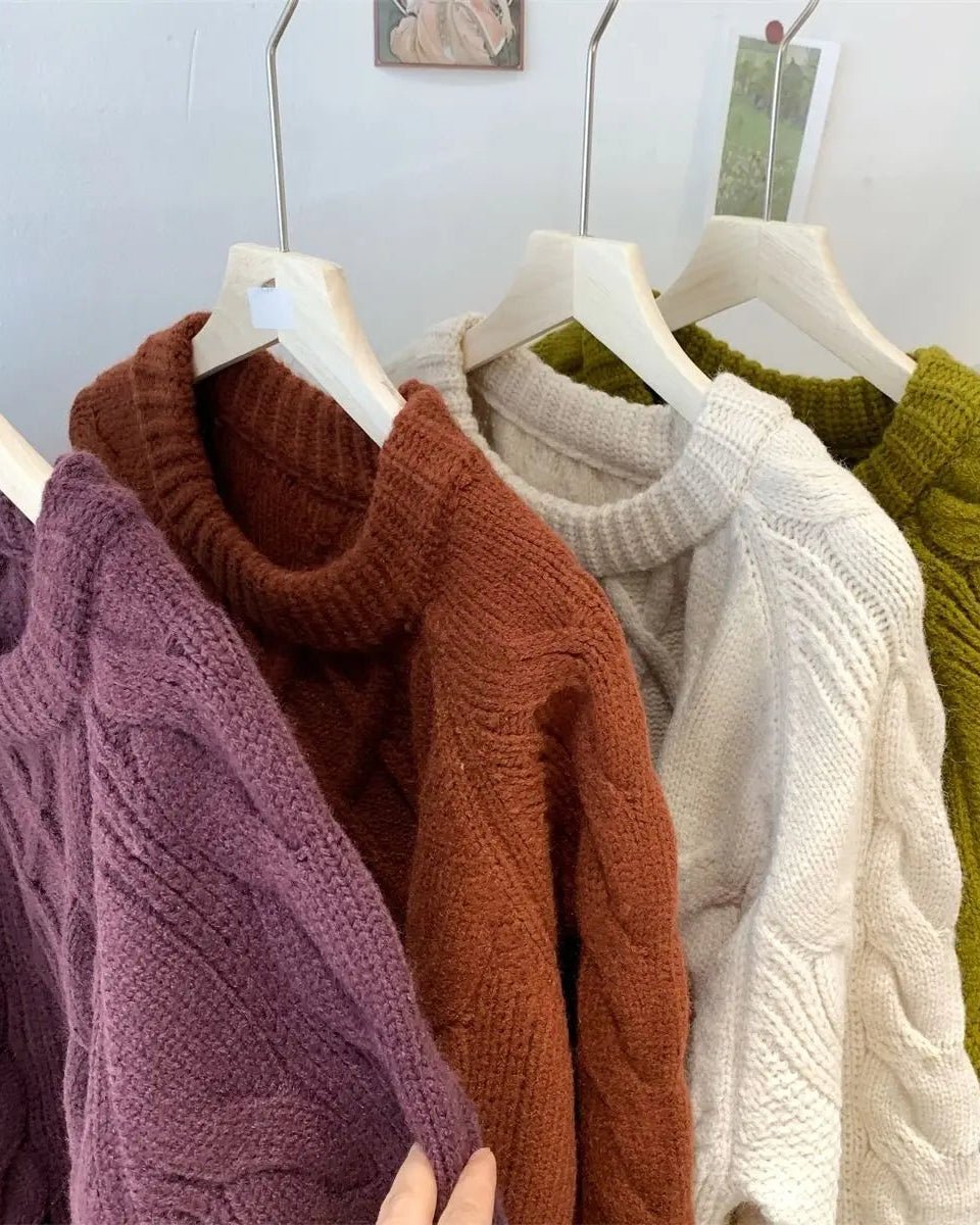 Diamond-Patterned Mid-Length Oversized Sweater