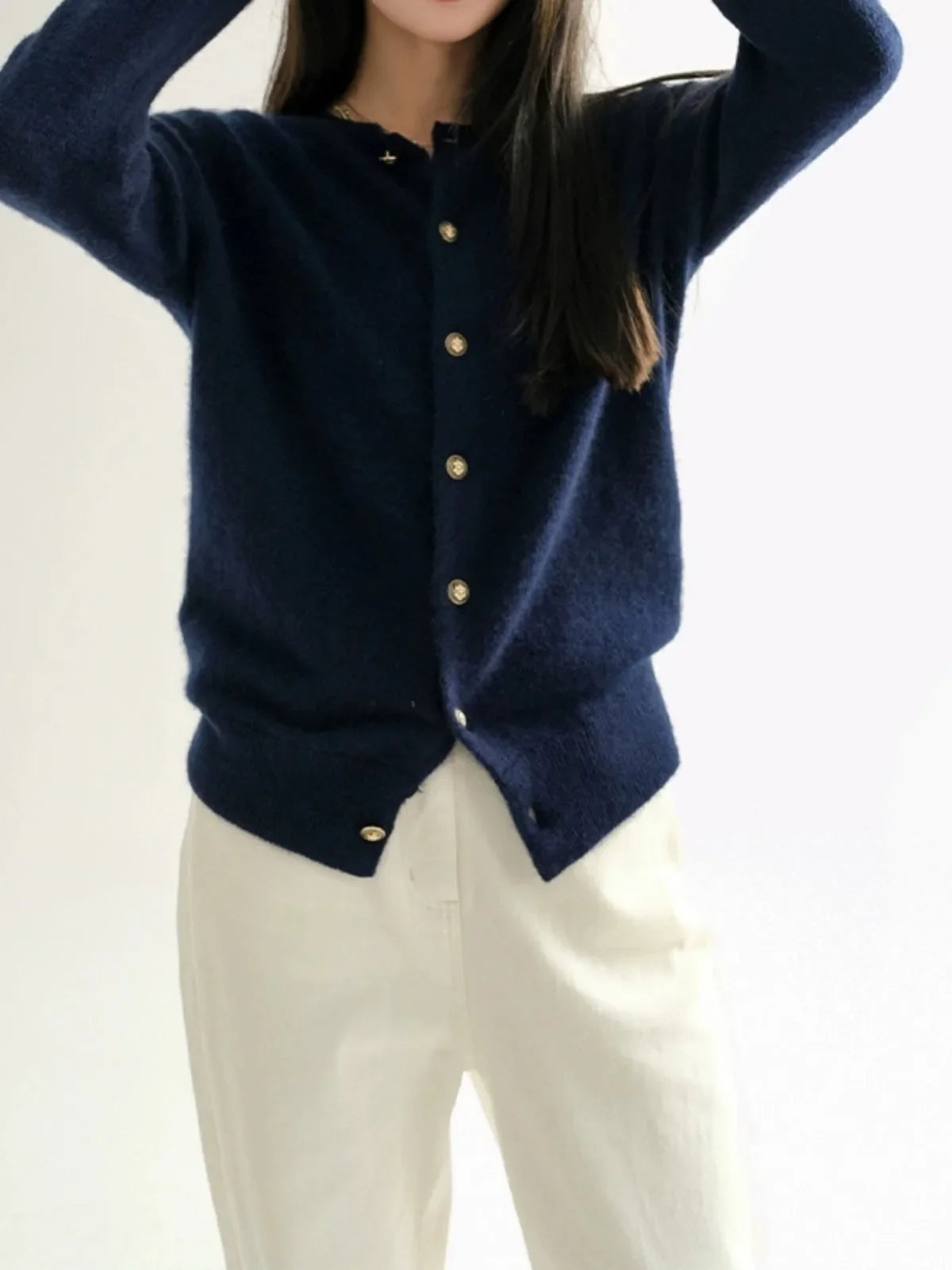 Crewneck 100% Cashmere Short Cardigan