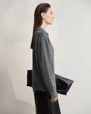 Solid Color Loose V-Neck Long-Sleeved Sweater