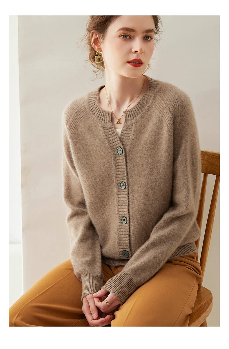 100% Cashmere Knitted Short Cardigan