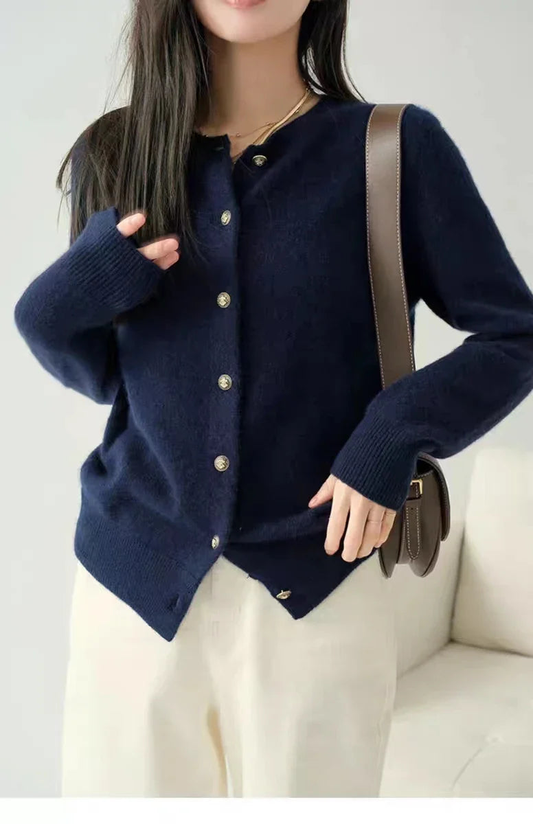 Crewneck 100% Cashmere Short Cardigan