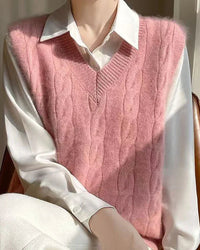 Stylish Loose V-Neck Knitted Vest