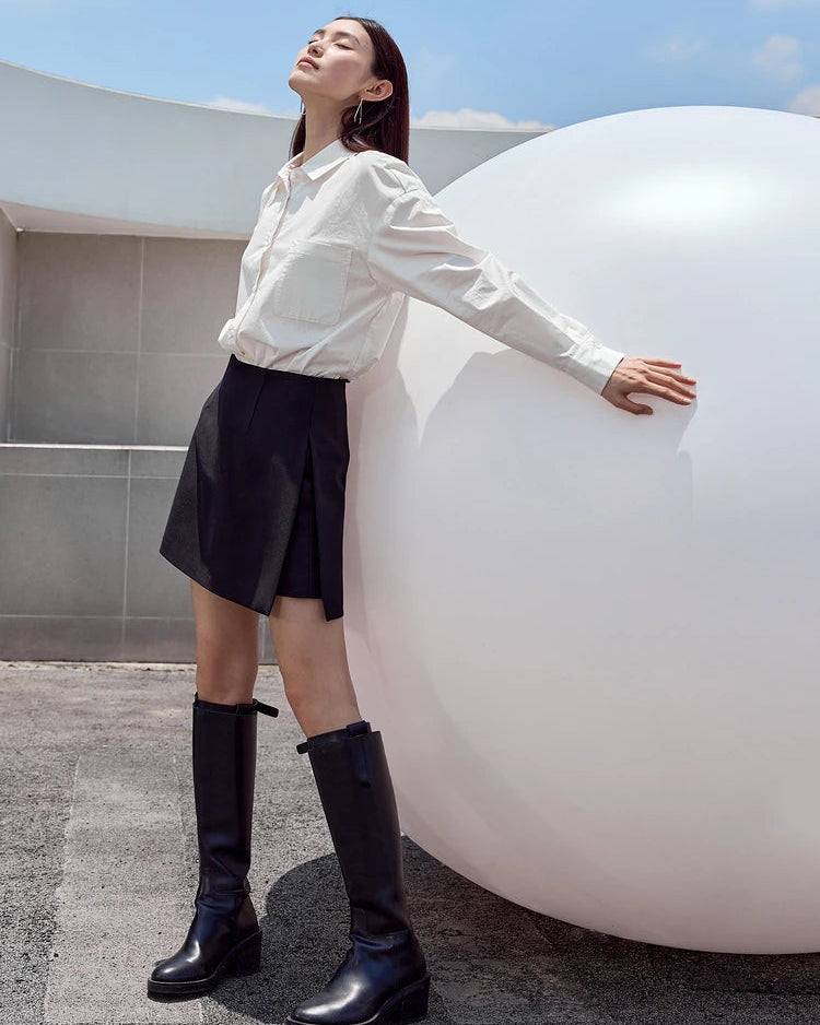 Casual High-Waisted Suit A-Line Skirt