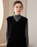 Simple Cashmere V-Neck Sleeveless Vest