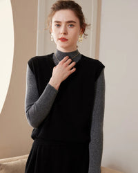 Simple Cashmere V-Neck Sleeveless Vest