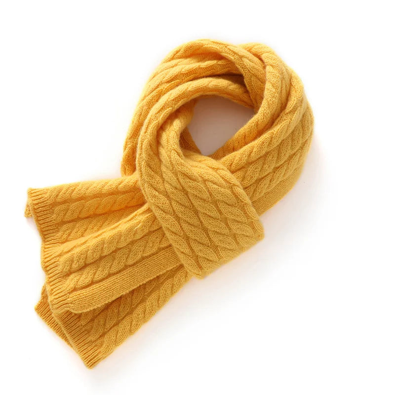 Classic Cable Knit Cashmere Short Scarf