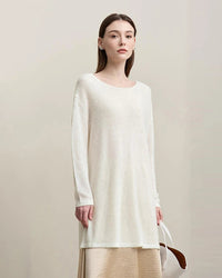 Stylish Round Neck Off-Shoulder Tie Sweater