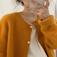 Round Neck Short Wool Cardigan