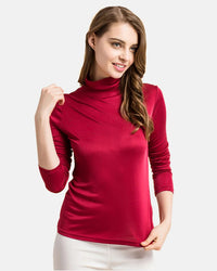 Solid-Color High-Neck Long-Sleeve Pullover