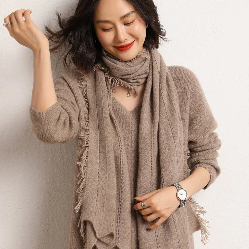 Pure Cashmere Knitted Scarf