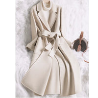 Mid-Length Belted Wool Blend Coat