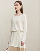 Stylish Round Neck Off-Shoulder Tie Sweater