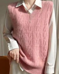 Stylish Loose V-Neck Knitted Vest