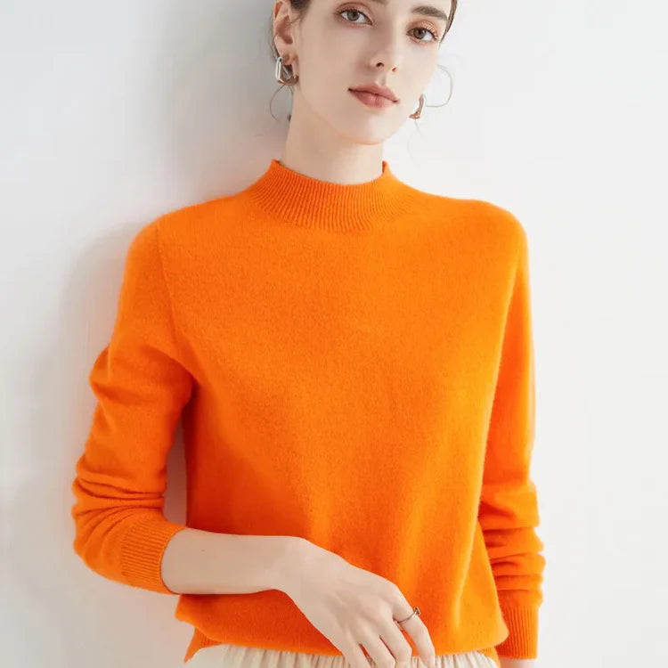 Basic Style Round Neck Wool Jumper