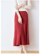 Wool Knitted High Waist A-Line Skirt