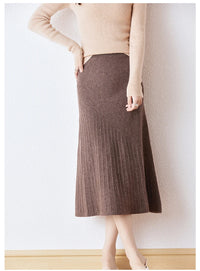 Wool Knitted High Waist A-Line Skirt